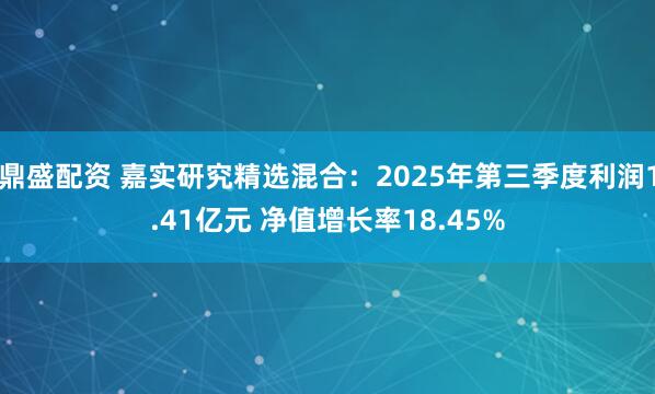 鼎盛配资 嘉实研究精选混合：2025年第三季度利润1.41亿元 净值增长率18.45%